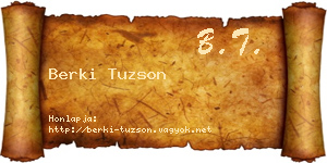 Berki Tuzson névjegykártya